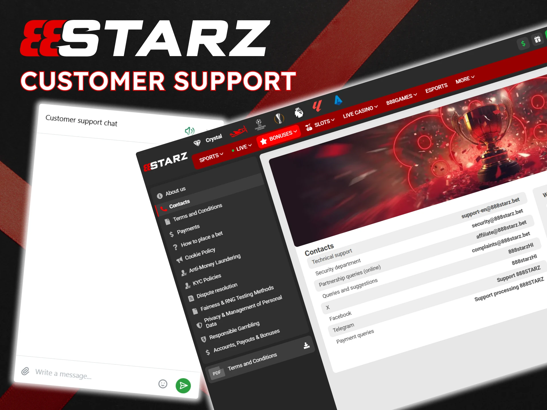 888Starz customer support is available 24/7.