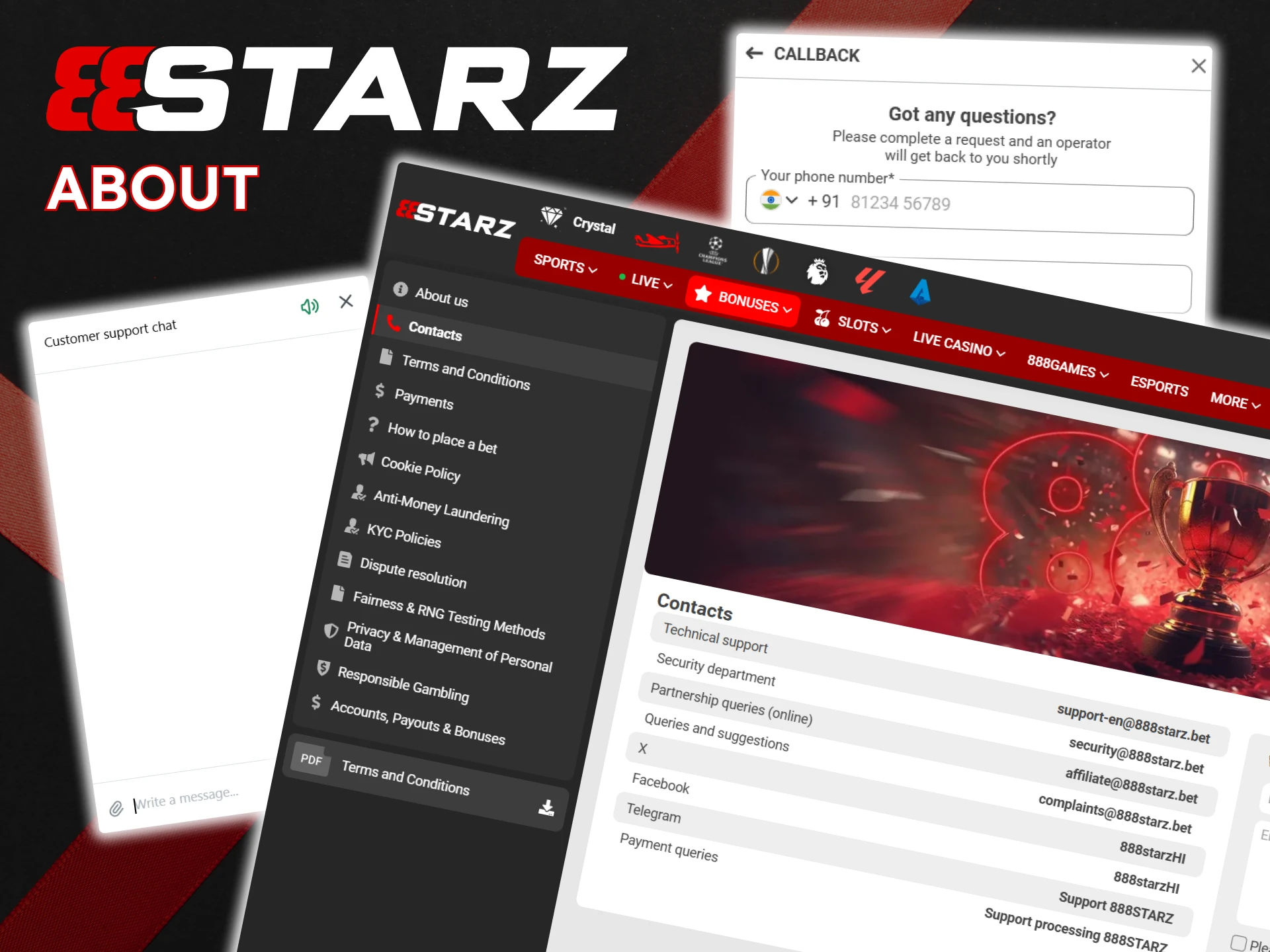 Learn about the 888Starz support service.