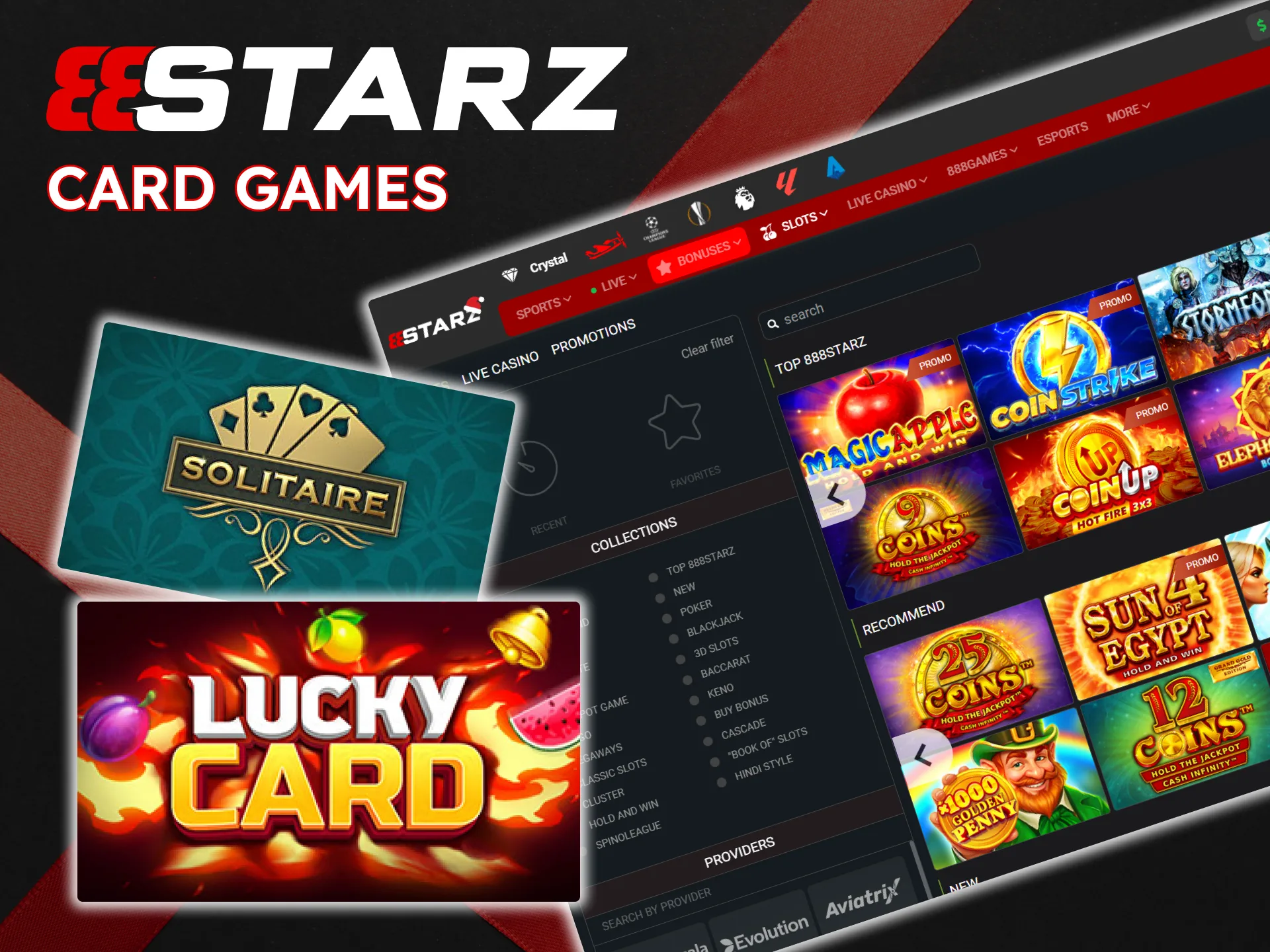Play card games on the 888Starz platform.
