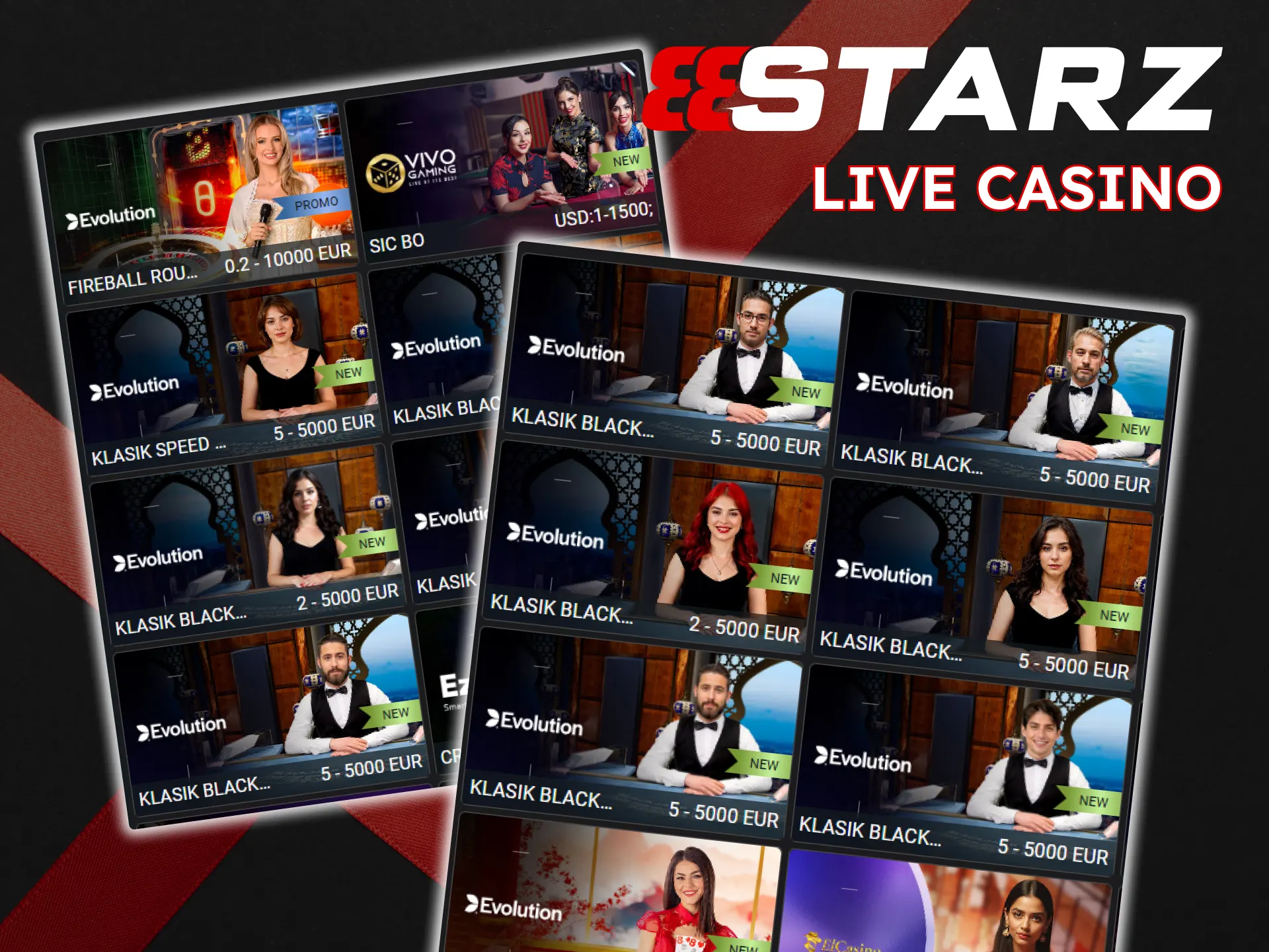 Play with live dealers at 888Starz casino.